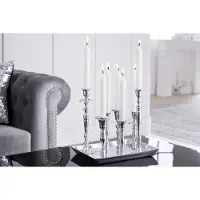 Invicta Kandelaar MODERN BAROK 30cm 7-vlammig zilver gepolijst aluminium kandelaar decoratieve plaat - 38067