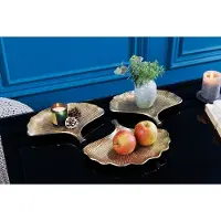 Invicta Decoratieve kommen set van 3 GINKGO 30cm goud handgemaakt metaal - 41779