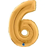 Grabo Balloons Folieballon - cijfer 6 - goud - - 66cm