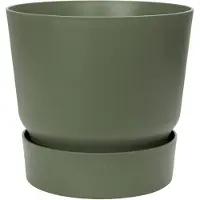 Elho Greenville Rond 14 - Bloempot voor Buiten met Waterreservoir - 100% Gerecycled Plastic - Ø 14 x H 13.4 cm - Blad groen
