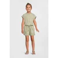 Me & My Monkey twill jumpsuit lichtkhaki Playsuit Groen Meisjes Katoen Ronde hals - maat 104