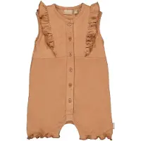 Quapi Newborn regular jumpsuit bruin Meisjes Katoen Ronde hals Effen - maat 50
