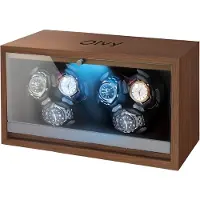 Olvy Time - Watchwinder Hout - 6 Horloges - Horloge Opwinder - Horloge Winder - Met LED Verlichting
