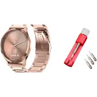 Strap-it Stalen Band (Roze Goud) + Toolkit - Geschikt voor Garmin Vivomove 3S - RVS Stalen Band - Stalen Schakelband - Verstelgereedschap - Luxe & verstelbaar ontwerp
