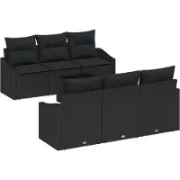 vidaXL Bankstel 7 st Zwart poly rattan