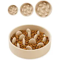 Flamingo Anti schrokbak hond – slow feeder – voerbak hond – Ø21,5 cm – 1,49L – voerbak Greni – beige – rond