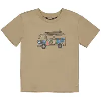 Quapi T-shirt bruin Jongens Katoen Ronde hals Printopdruk - maat 146/152