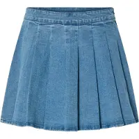 Pieces Pcsilje Mw Plissé Mini Denim Rok Dames Blauw M