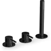 Hotbath Cobber CB175 3-gats Badrandcombinatie - Gepolijst Zwart PVD - Messing - Kranen, Badkranen, Badrandkranen - 8721333317390