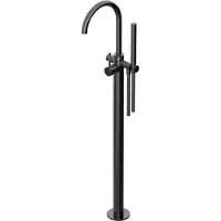 Hotbath Cobber CB187EXT Afbouwdeel Voor Vrijstaande Badmengkraan - Gepolijst Zwart PVD - Messing - Kranen, Badkranen, Vrijstaande Badkranen