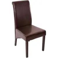 Mendler Set van 6 eetkamerstoelen, fauteuil, stoel M37 ~ leer, bruin, donkere poten