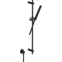 Hotbath COBBER Glijstang 90 cm met wandaansluitbocht, doucheslang 1,5 mtr en handdouche Geborsteld Zwart PVD (M307MBP)