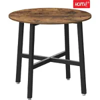 Hoppa! Songmics Ronde Keukentafel - Bruin / Zwart - Hout / Staal - 80 X 75 Cm