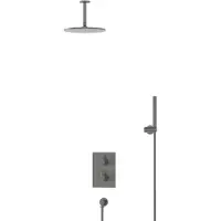 Maxaro Radius Regendouche Inbouw | Zwart metaal 25 cm Regendouche Thermostatisch