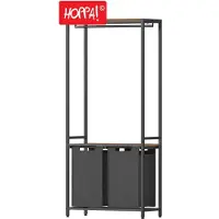 Hoppa! Wasmand - 2-delige wasmand met 2 planken - 2 x 46L - Rustiek Bruin & Zwart BLH231B02