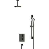 Maxaro Radius Regendouche Inbouw | Zwart chroom 20 cm Regendouche Thermostatisch