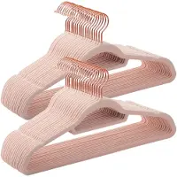 Hoppa! Fluwelen kledinghangers - 50 stuks - Anti-slip draaibare haak - Roségoud