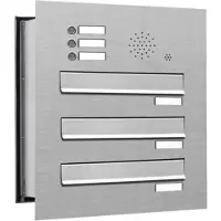 Brulo Inbouw met intercom 3 adressen_Brievenbus met intercompaneel inbouw_3_adressen__RVS