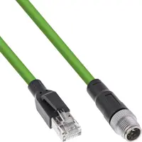 InLine M12 8-pins X-gecodeerd (m) - RJ45 (m) industriële netwerkkabel | CAT6a | PUR | 10 meter