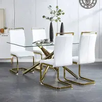 Roxana Stoelen - Set van 4 - Eetkamerstoelen - Metaal - Kunstleer - Wit - Goud - Modern - Keuken - Woonkamer - PU - Waterdicht - 54x42 Cm