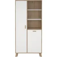CALICOSY Vitrinekast met 2 deuren, 3 vakken eikendecor en wit h188,2 cm storm