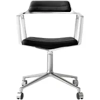 Vipp 452 Draaistoel Met Wielen Gepolijst Aluminium / Zwart Leer - Bureaustoelen Textiel Multi - 45204C01V2