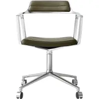 Vipp 452 Draaistoel Met Wielen Gepolijst Aluminium / Groen Leer - Bureaustoelen Textiel Multi - 45231C01