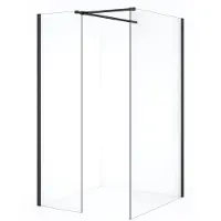 Maxaro Diamond Inloopdouche | 120x60 cm Zwart chroom Helder glas 2 vaste wanden