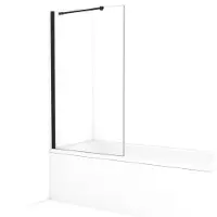 Maxaro Diamond Badwand 90cm Mat Zwart Helder Glas | Badwand | Badwand Glas | Badscherm | Glazen Badwand