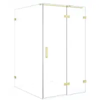 Maxaro Diamond Douchecabine | 140x110 cm Lichtgoud Helder glas Draaideur Rechthoek