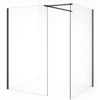 Maxaro Diamond Inloopdouche | 140x110 cm Zwart chroom Helder glas 2 vaste wanden