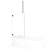 Maxaro Diamond Badwand 85 cm Mat Zwart Helder Glas | Badwand | Badwand Glas | Badscherm | Glazen Badwand