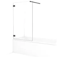Maxaro Diamond Badwand 85cm Zwart Chroom Helder Glas | Badwand | Badwand Glas | Badscherm | Glazen Badwand