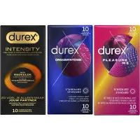 Durex - 30 stuks Condooms - Intensity 10st Nieuwste generatie ultradun, gedeelde lichaamswarmte - Orgasm Intense met Stimulerende Gel 10st - Pleasure Me met ribbels 10st - Voordeelverpakking