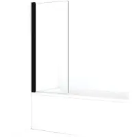 Maxaro Diamond Badwand 70cm Mat Zwart Helder Glas | Badwand | Badwand Glas | Badscherm | Glazen Badwand