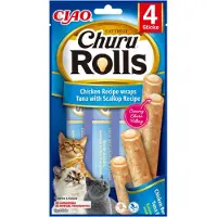 Inaba Kattensnack Churu Rolls Tonijn - Sint Jacobsschelp 40 gr