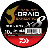Daiwa Coating PE J-Braid Expedition X8 Braid Dark Green 150m - Maat : 0.18mm - 12.30 kill