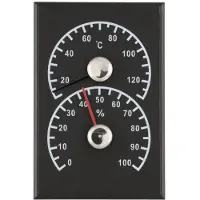 4Living Sauna Thermometer & Hygrometer Zwart