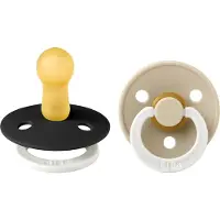 BIBS Glow In The Dark Fopspeen - Rond - 2 Stuks - 0-6 Mnd - Black/Vanilla