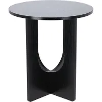H&S Bijzettafeltje Bari - zwart - D38x H42 cm - mdf hout - plantenpot verhoger - koffie en lampjes tafel