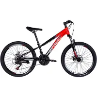 DaviBikes – Kinderfiets – 24 inch – 21 versnellingen – Schijfremmen – 130-160 cm – Rood/Zwart – Jongen