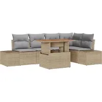 vidaXL Tuinbank Set 6 st Beige poly rattan