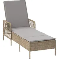 vidaXL Ligstoel Beige en Lichtgrijs 200 x 55 x 92 cm poly rattan
