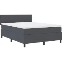 vidaXL Boxspring bed Donkergrijs en Wit 160 x 200 cm Corduroy stof