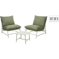 K&M ProGarden 3-delige Tuinmeubelset – 2 Stoelen + Tafel – Inclusief Kussens – Groen/Wit