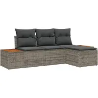 vidaXL Tuinbank Set 4 st Grijs poly rattan