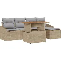 vidaXL Tuinbank Set 6 st Beige en Grijs