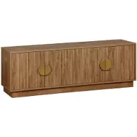 Sweeek Exotisch 4 deurs TV meubel met mangohoutmotief 140cm Mangohout effect