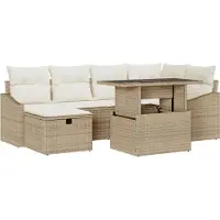 vidaXL Tuinbank Set 7 st poly rattan