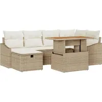 vidaXL Tuinbank Set 7 st Beige poly rattan